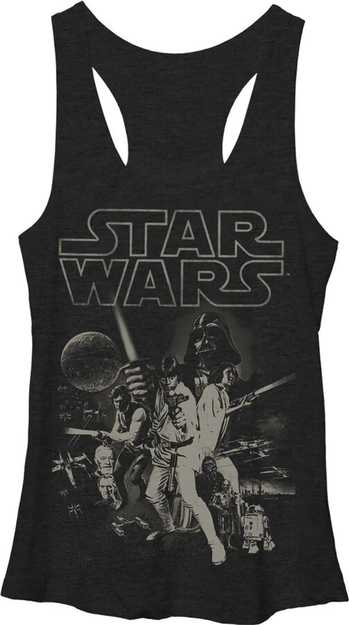 Women's Star Wars Classic Poster Racerback Tank Top - Black Heather - X Large
