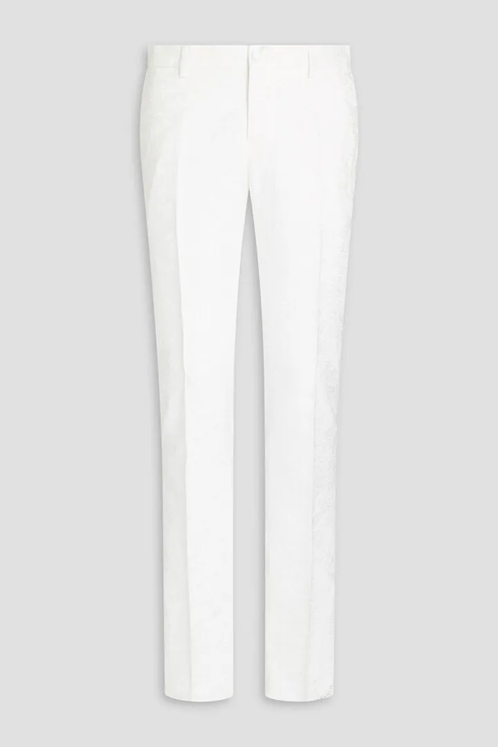 Slim-fit satin-jacquard pants