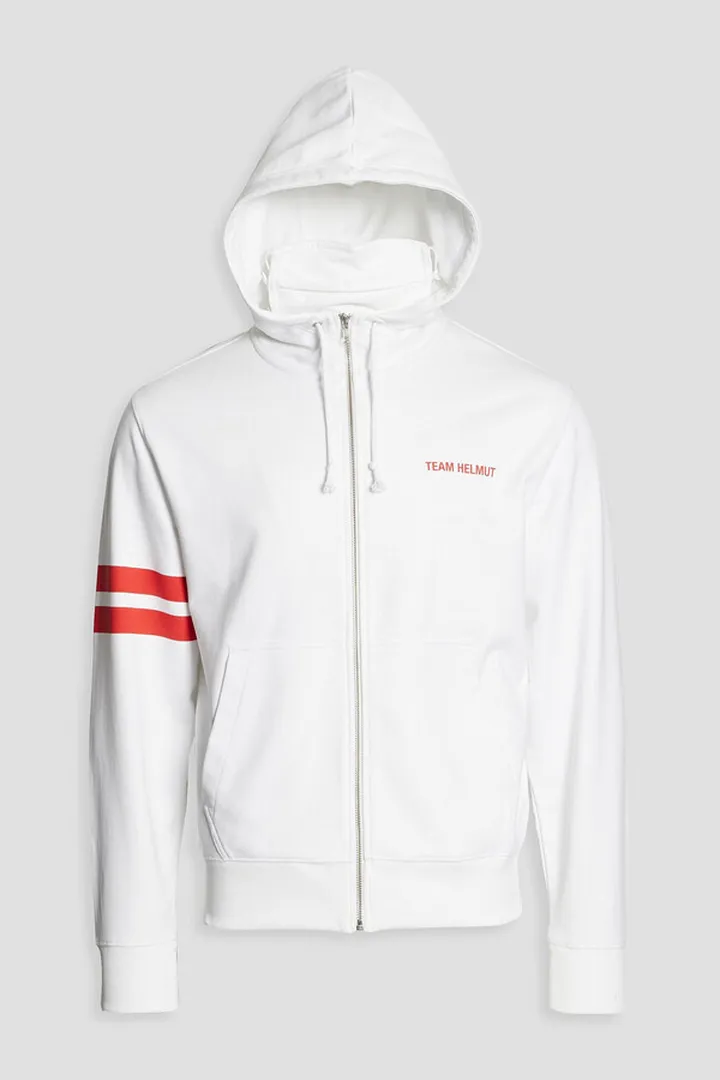 Printed French cotton-terry zip-up hoodie and face mask