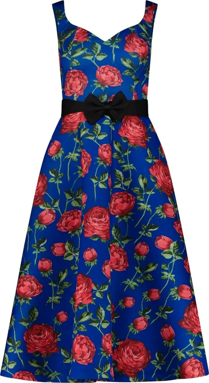SAVANNA - Retro Garden Short Dress - Blue