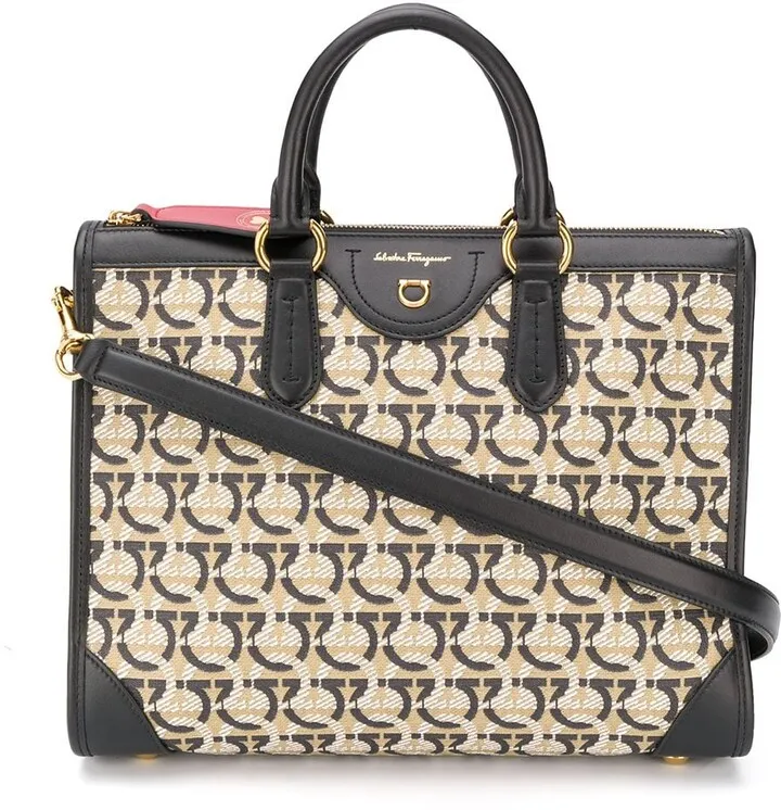 interlocking Gancini print tote