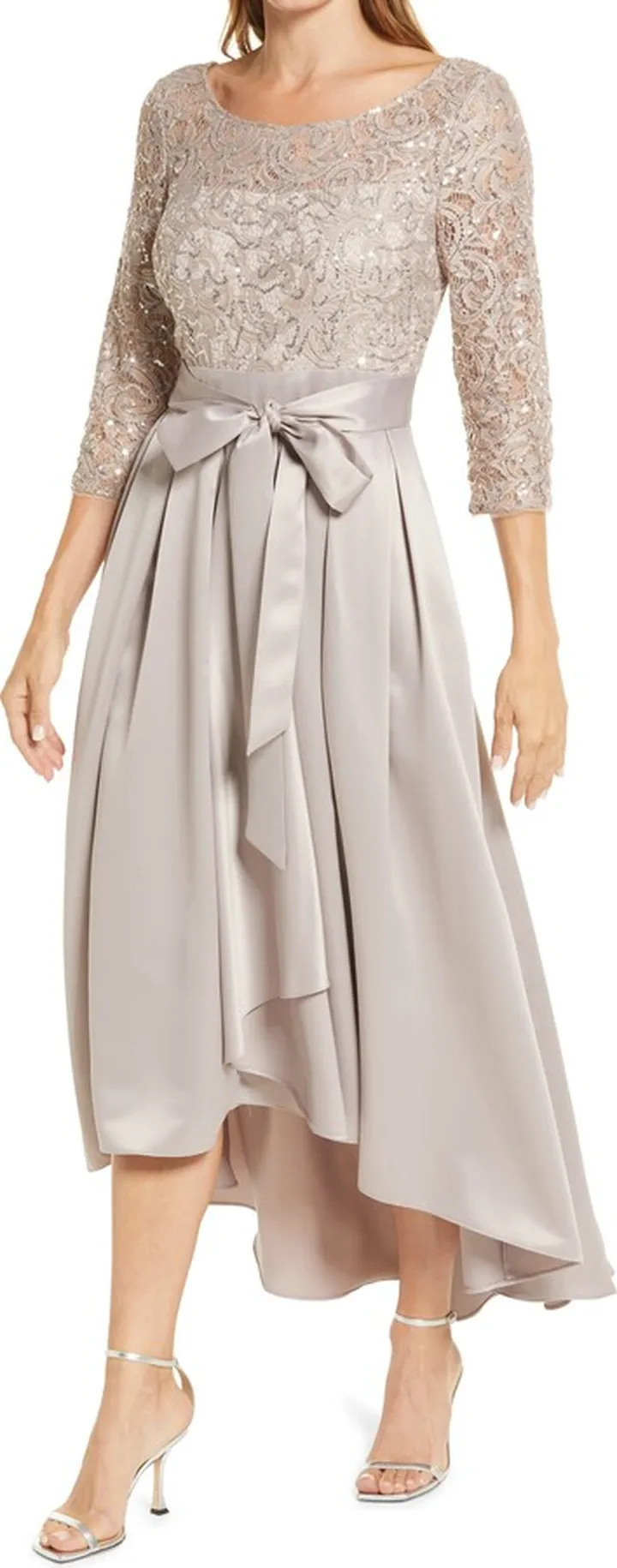 Sequin Lace High-Low Cocktail Dress