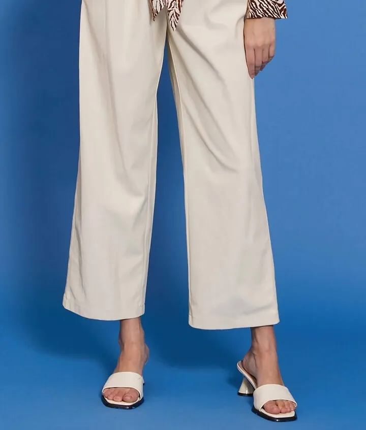 Fina Faux Leather Pant in Natural