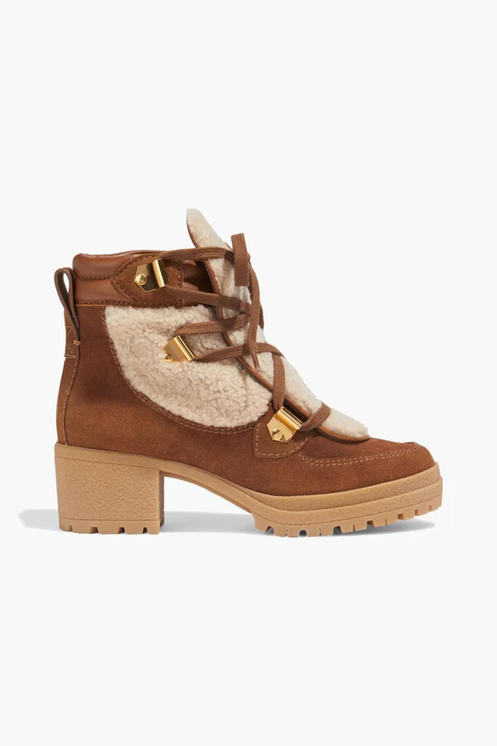Karla leather-trimmed suede and shearling ankle boots