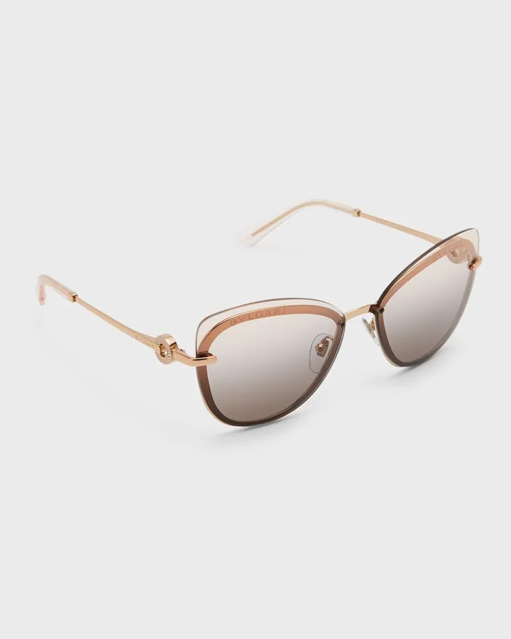 Rimless Metal & Plastic Butterfly Sunglasses