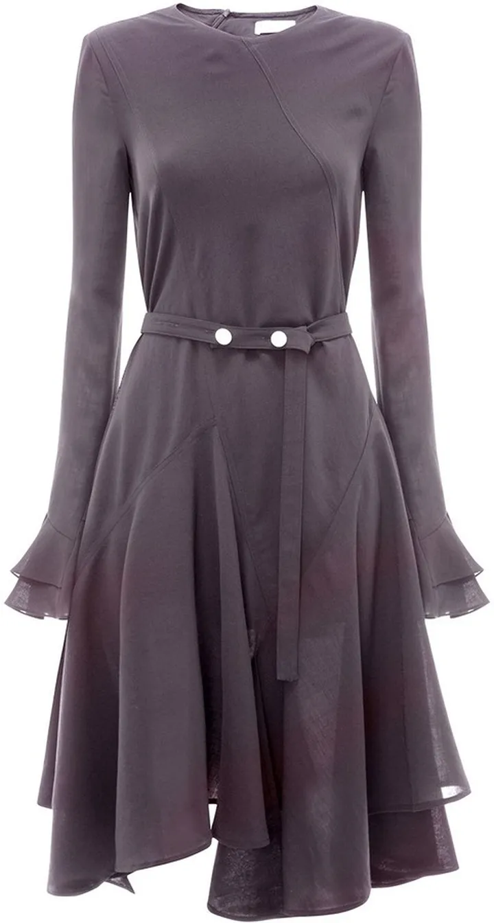 Godet Ruffled Hem Dress