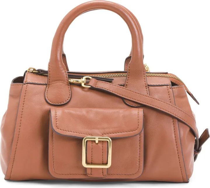 Made In Italy Cici Leather Satchel With Crossbody Strap