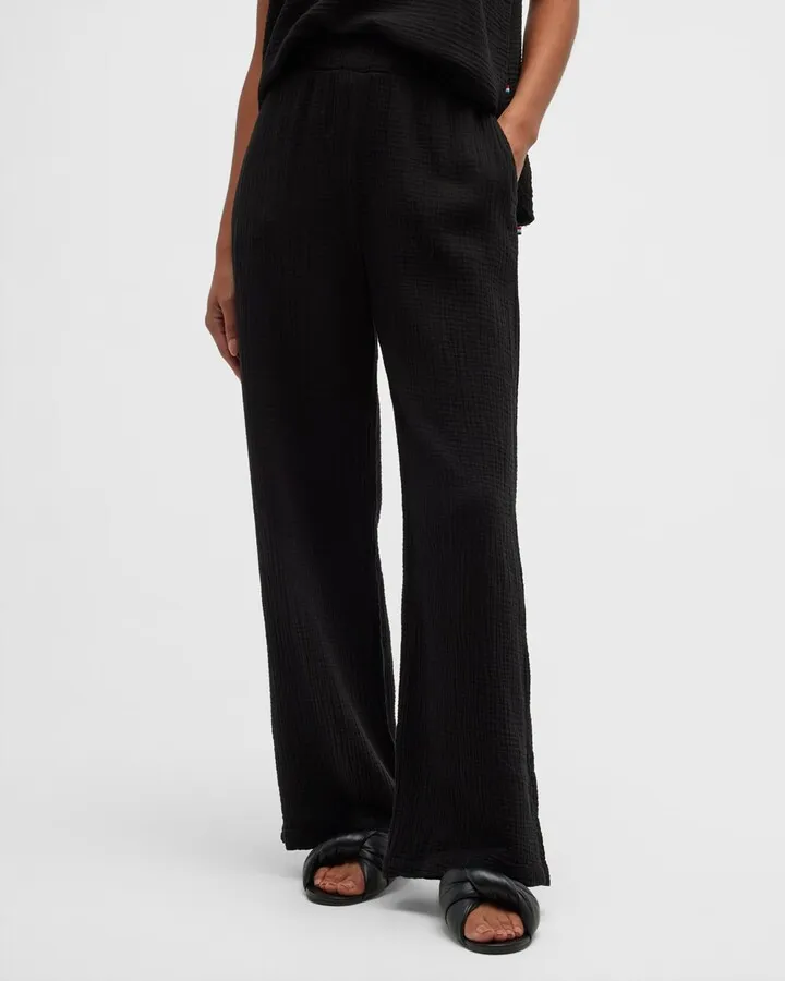 Cotton Gauze Wide-Leg Pants