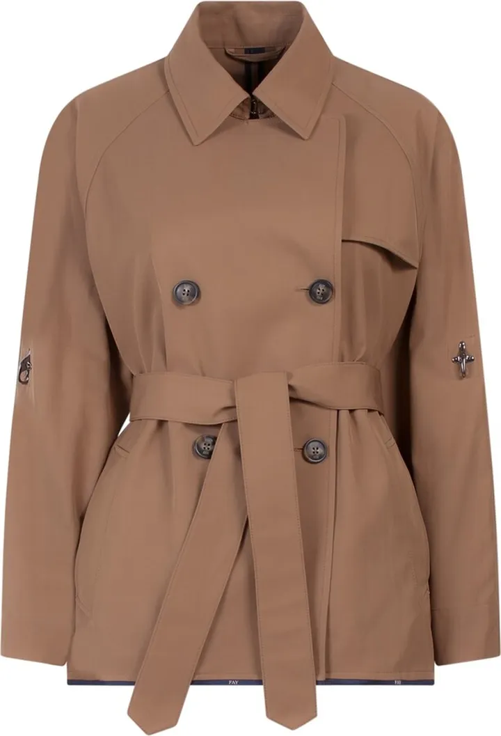 Cotton blend trench with logoed profile