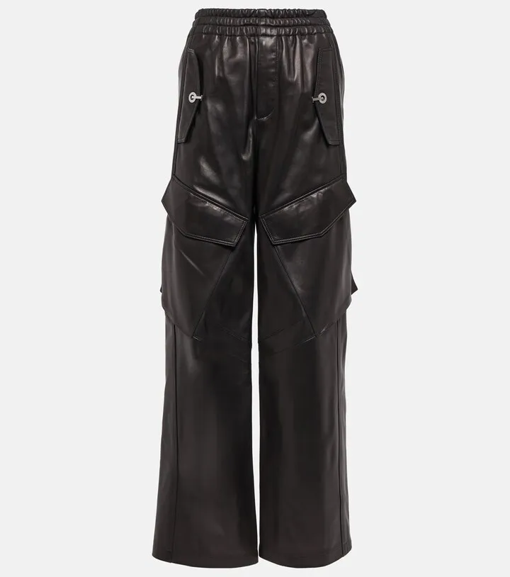 Leather cargo pants