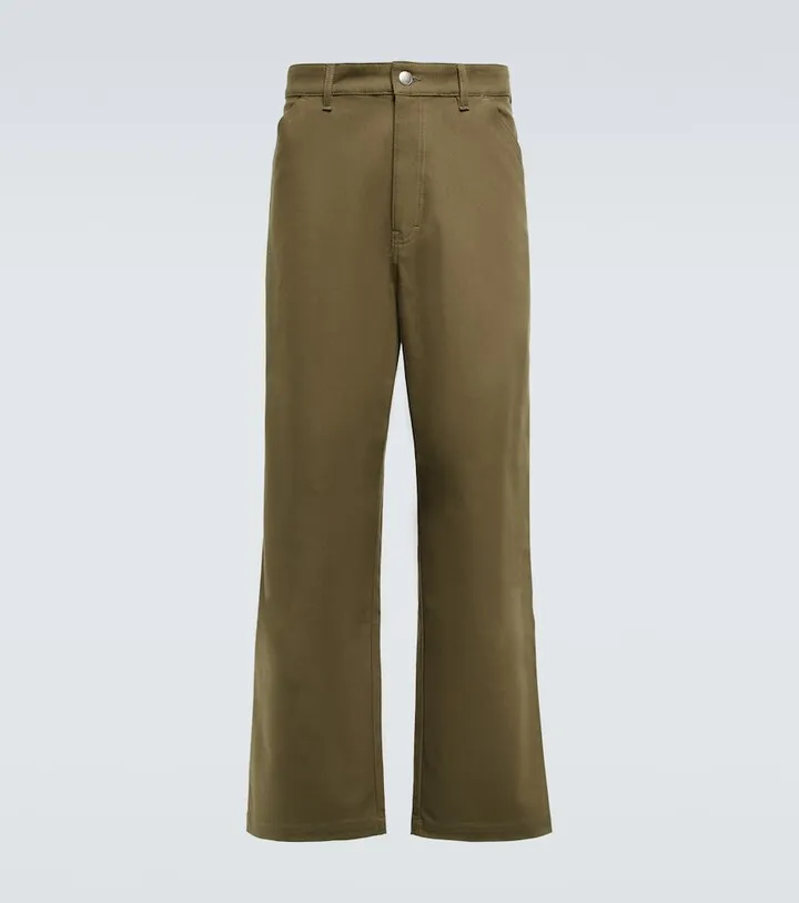 Cotton canvas wide-leg pants