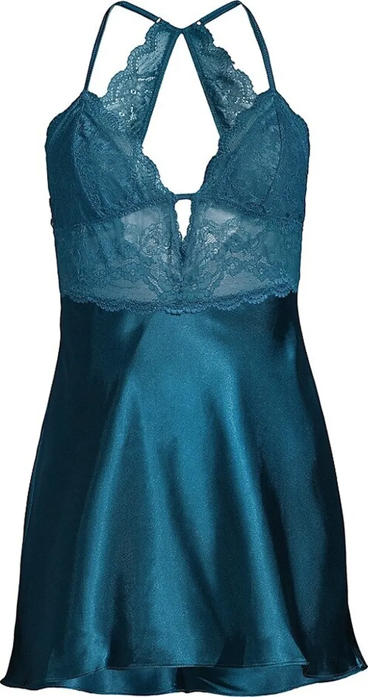 Eliza Lace-Trim Satin Chemise