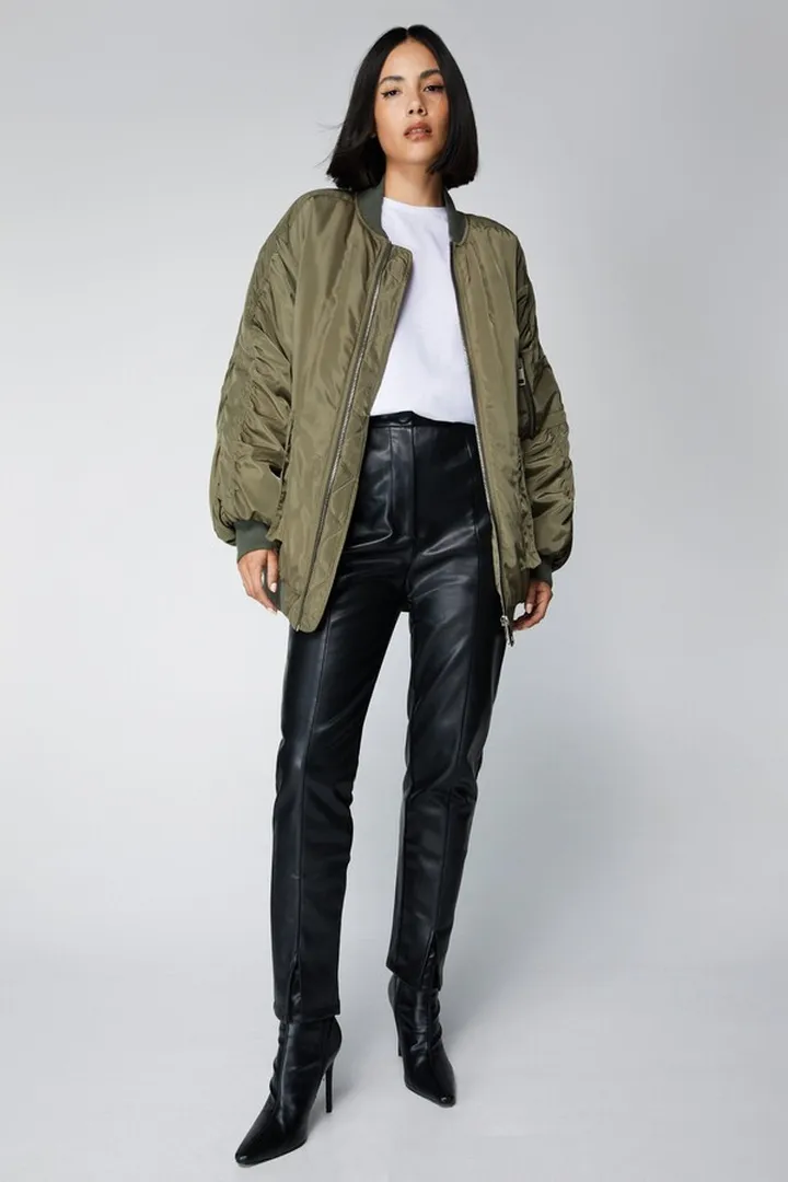 Nasty Gal Womens Split Front Faux Leather Pants