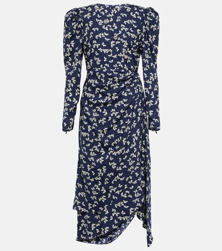 Printed silk wrap midi dress