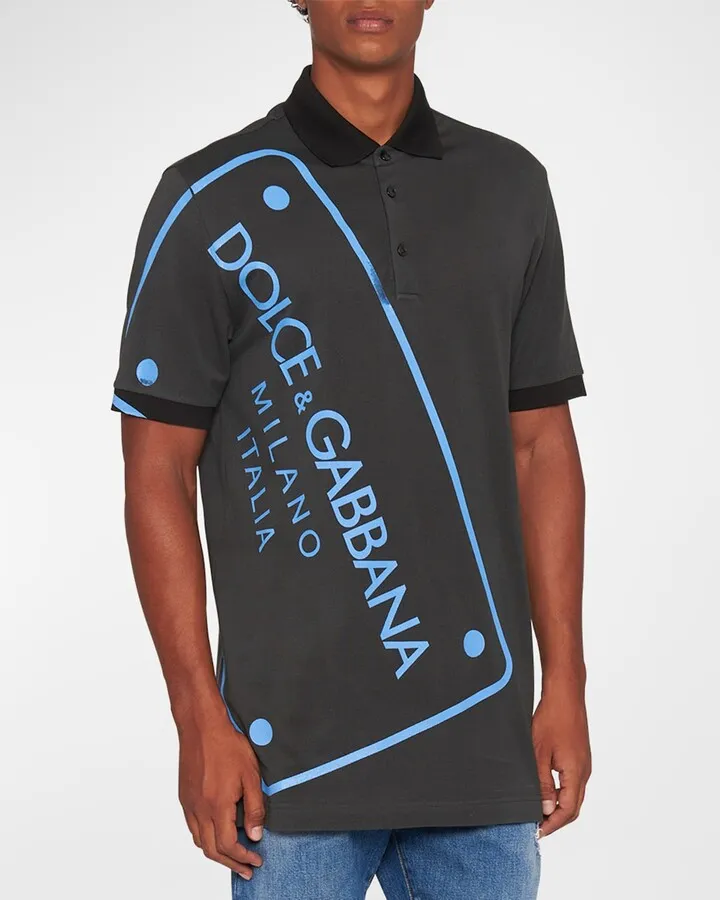 Men's DG Plaque-Print Polo Shirt