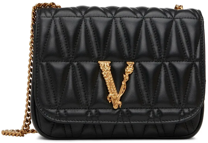 Versace Black Virtus Quilted Evening Bag