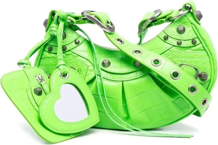 Green Le Cagole Mini Leather Shoulder Bag