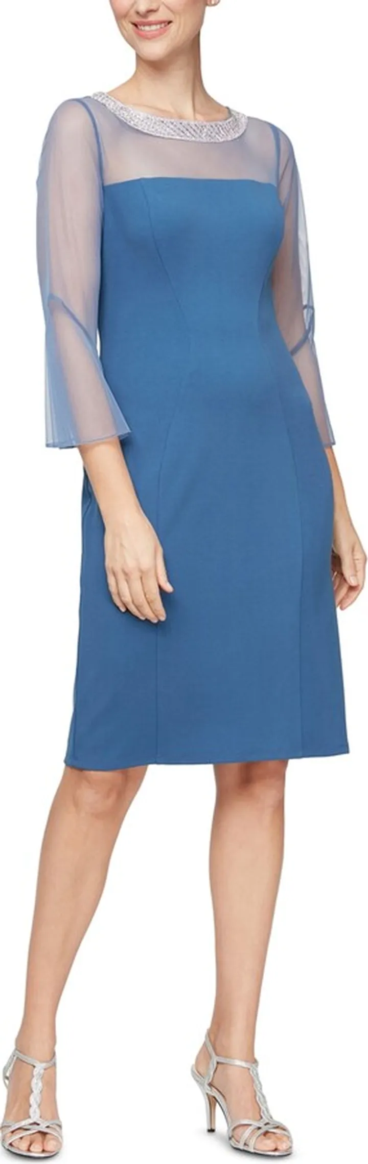 Alex Evenings Embellished Illusion Sheath Dress