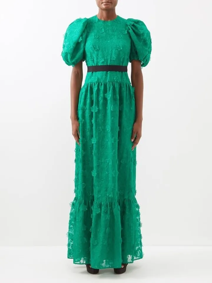 Cybill Floral-embroidered Silk Gown