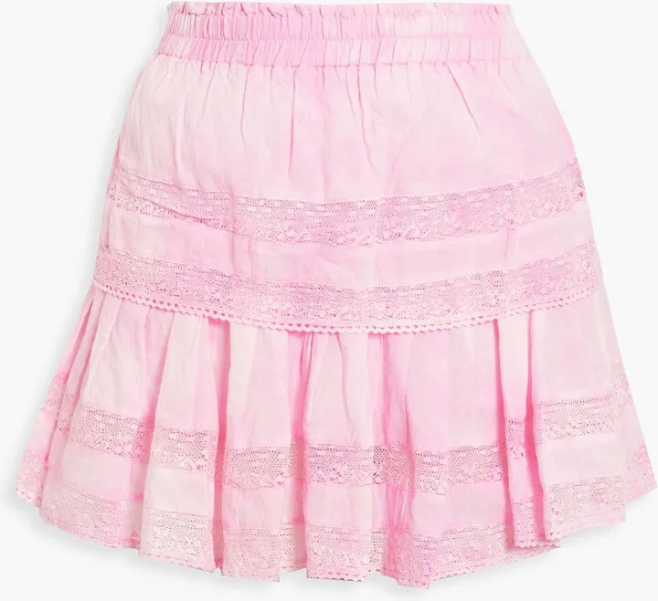 Ruffled tie-dyed cotton mini skirt