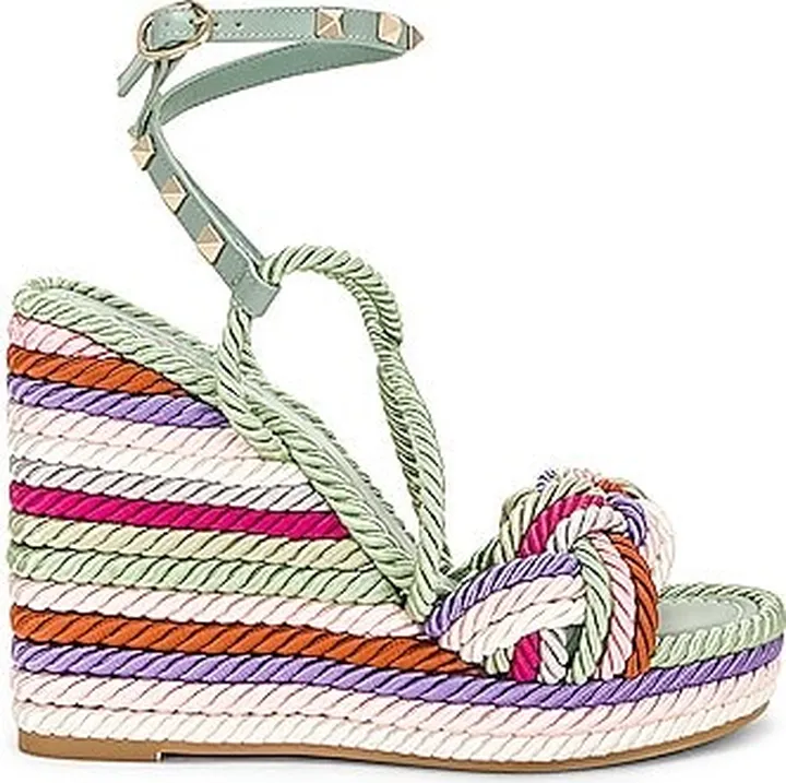 Valentino Garavani Espadrille Wedge Sandal in Mint
