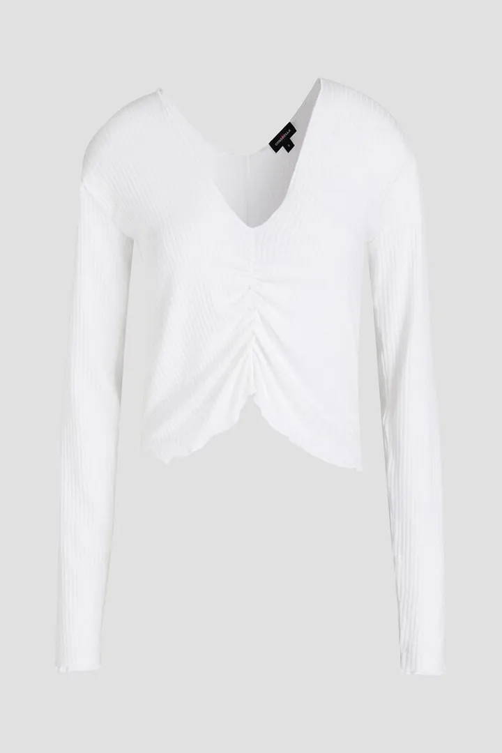 Molly ruched ribbed stretch-modal jersey pajama top
