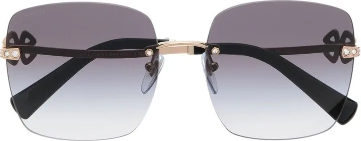 Flower-Embellished Frameless Sunglasses
