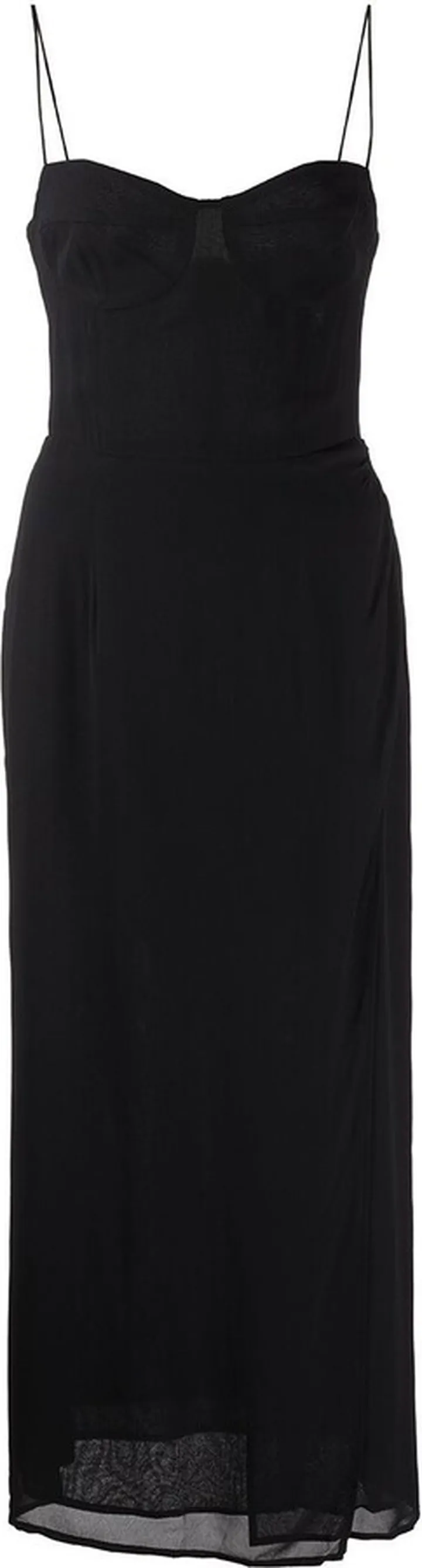 Black Kourtney Side Slit Midi Dress