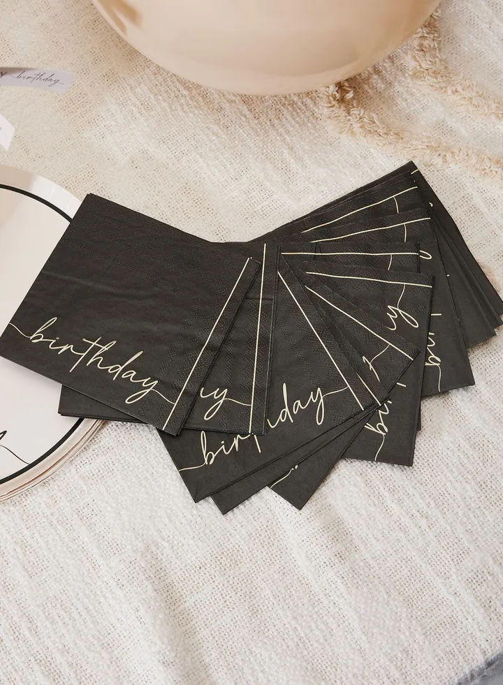 Cocktail Napkin - Birthday - Black And Nude