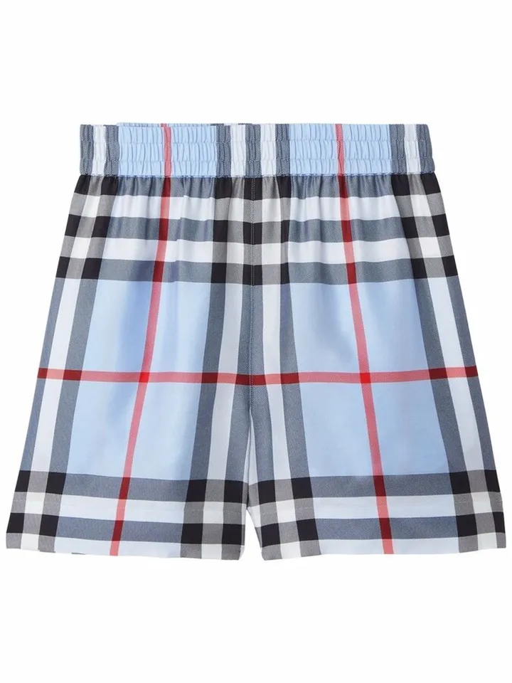 Check-Pattern Silk Shorts