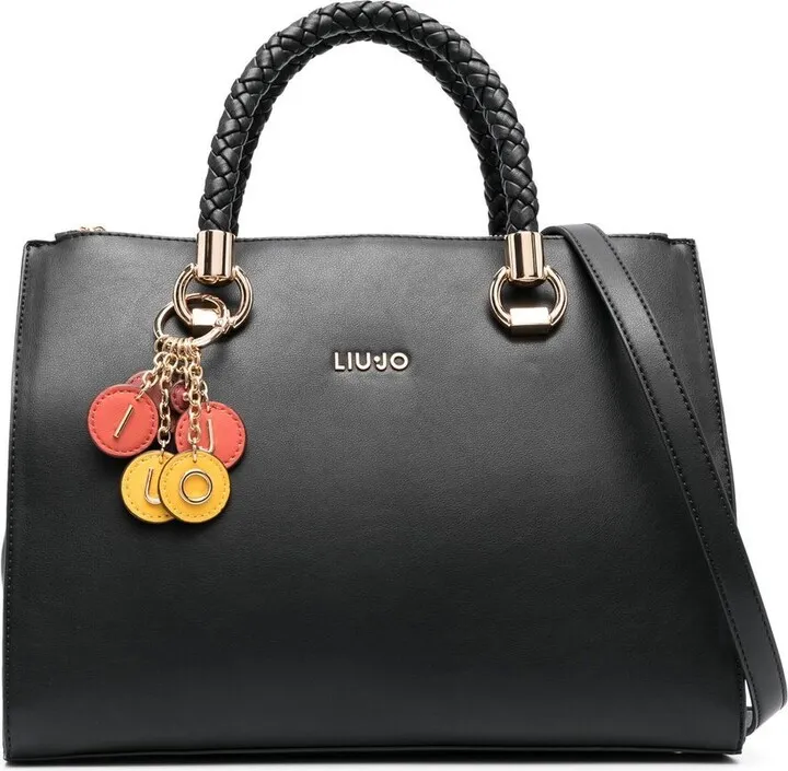 Faux-Leather Logo-Lettering Tote Bag
