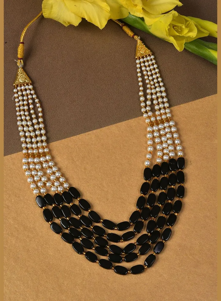 Gold Plated Designer Stone Pearl Necklace