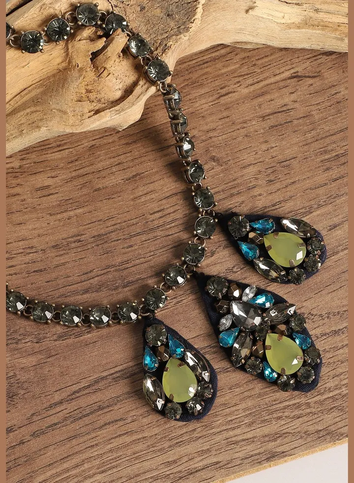 Gold Plated Designer Stone Party Necklace For Women