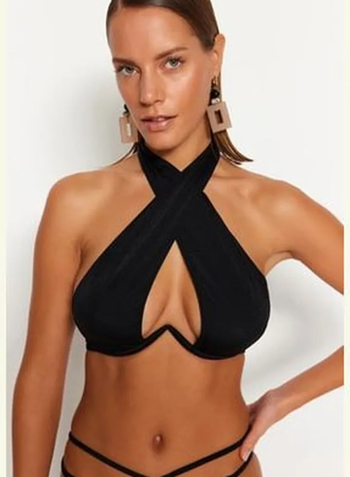 Black Balconette Inverted V Underwire Bikini Top TBESS22BU0203