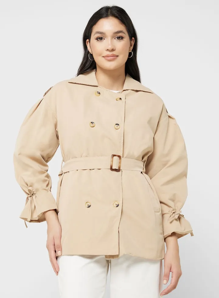 Puff Sleeve Trench Coat