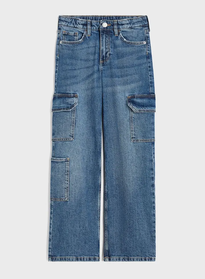 Kids Wide Leg Cargo Jeans