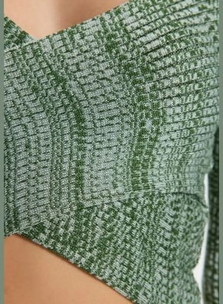 Emerald Crop Premium Yarn / Special Yarn Sweetheart Neck Knitwear Sweater TWOAW22KZ0864