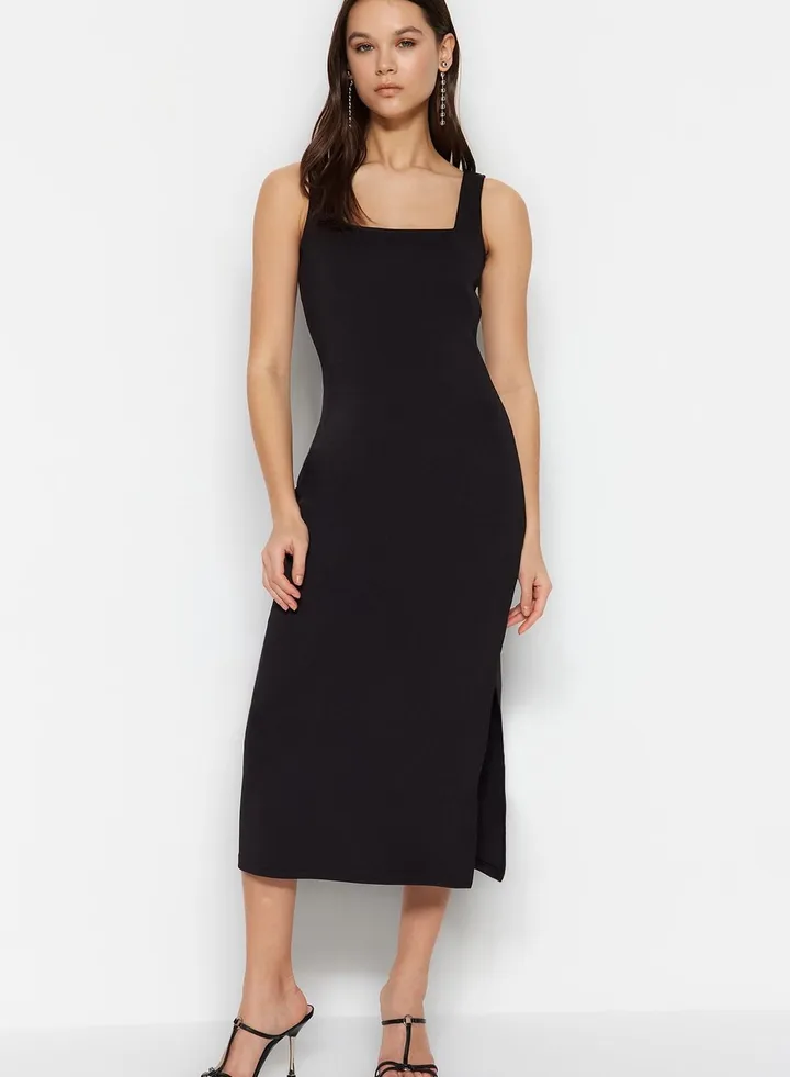 Square Neck Knitted Dress