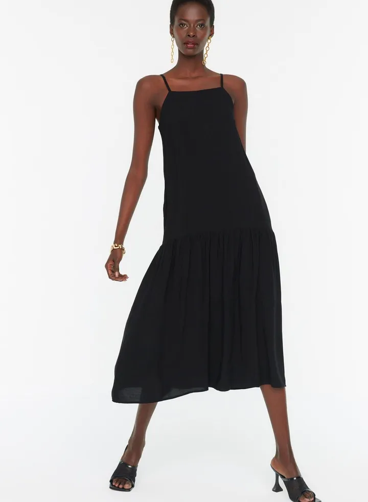 Strappy Pleated Hem Dress