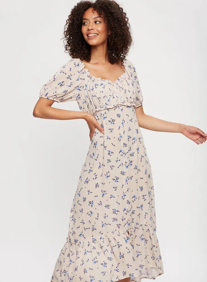 Floral Print Ruffle Hem Dress