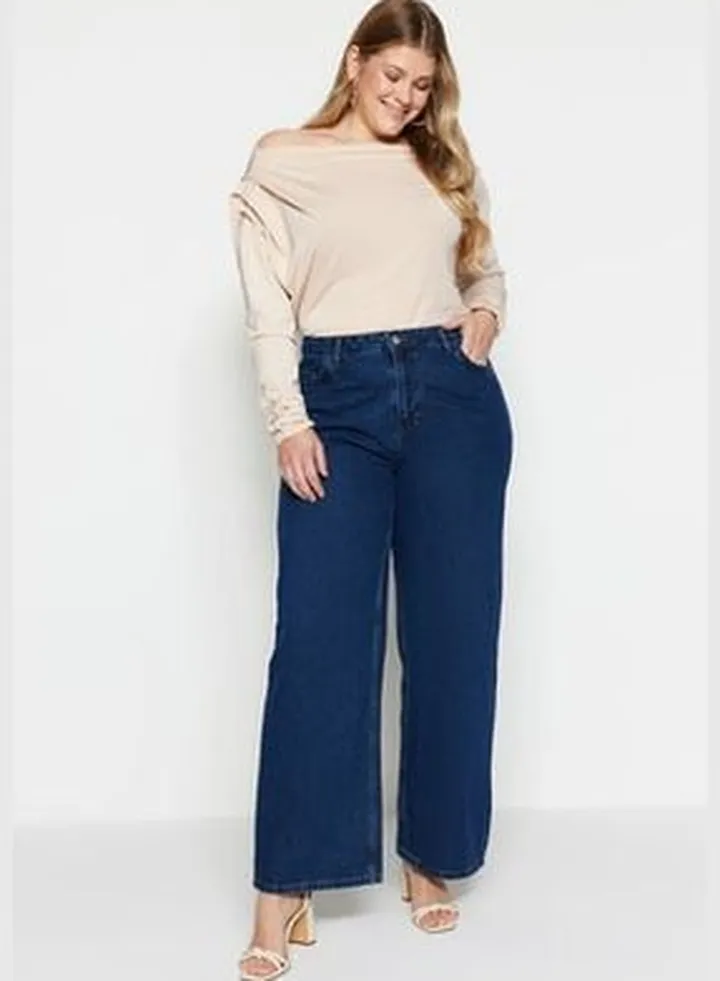 Indigo High Waist Wide-Cut Jeans