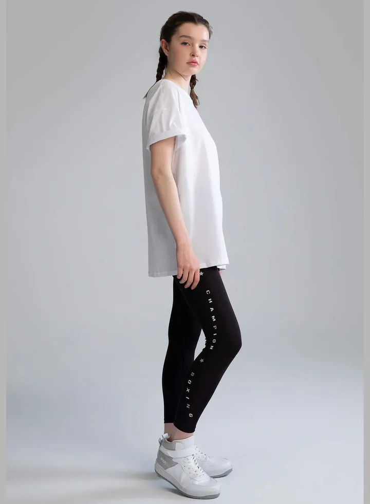 Fitted Slogan Print Leggings