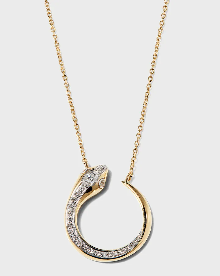 18K Yellow Gold Medium Eden Snake Diamond Necklace