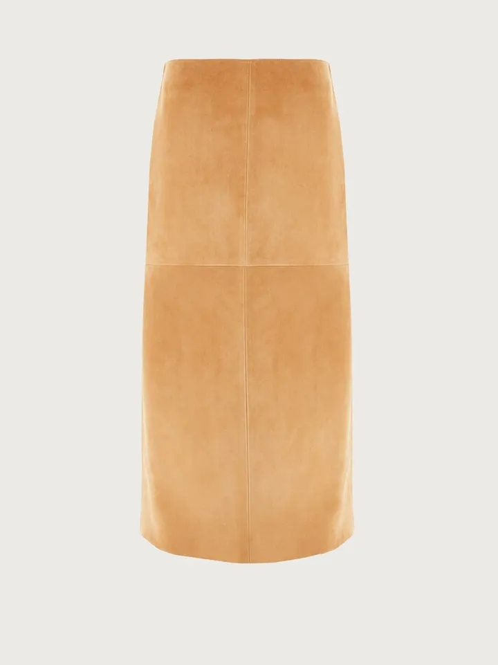 Ferragamo Women Suede long skirt Beige
