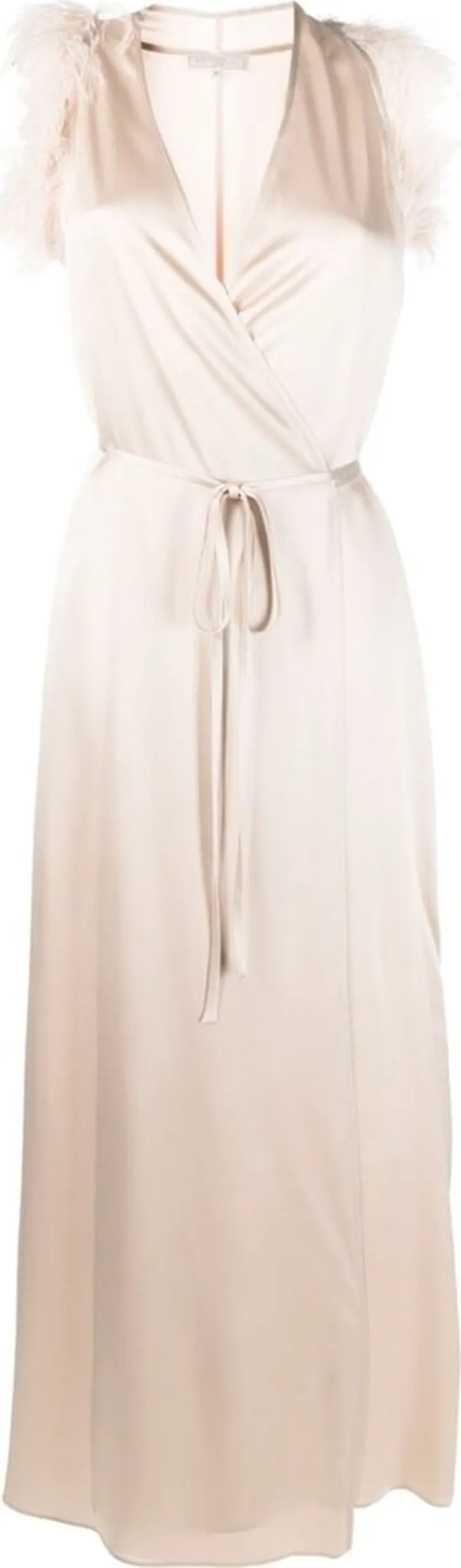 Feather-Detail Long Dress