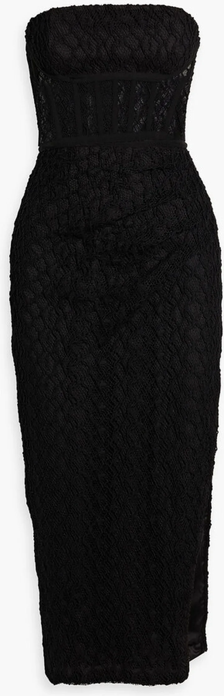 Raina strapless cotton-blend macramé lace midi dress