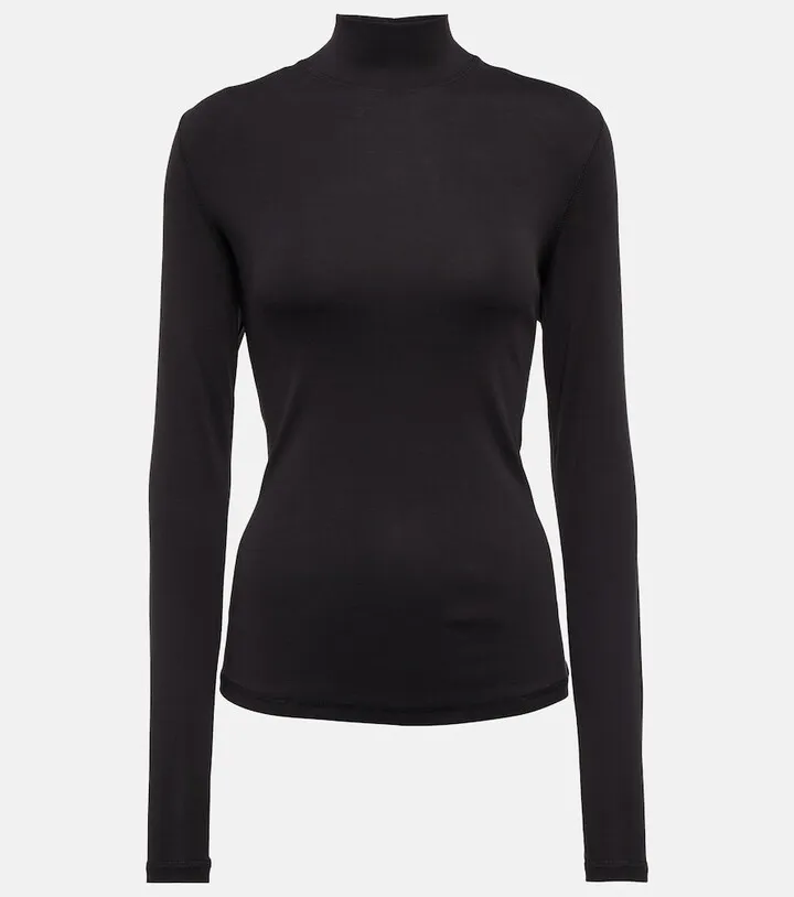 Turtleneck cotton jersey top