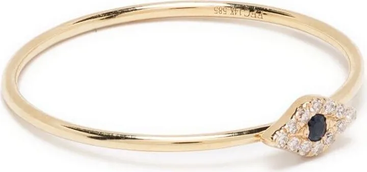14kt yellow gold Evil Eye diamond and sapphire ring