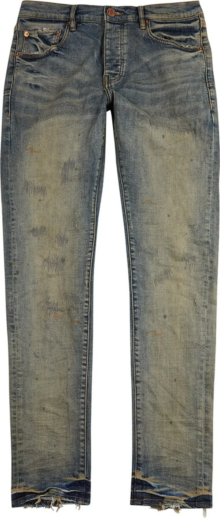 Purple Repair Distressed Slim-leg Jeans