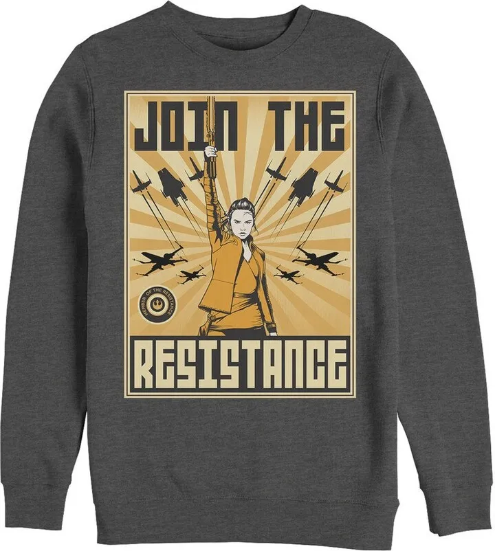 Men's Star Wars The Last Jedi Rey Propaganda Frame Sweatshirt - Charcoal Heather - 3X Large